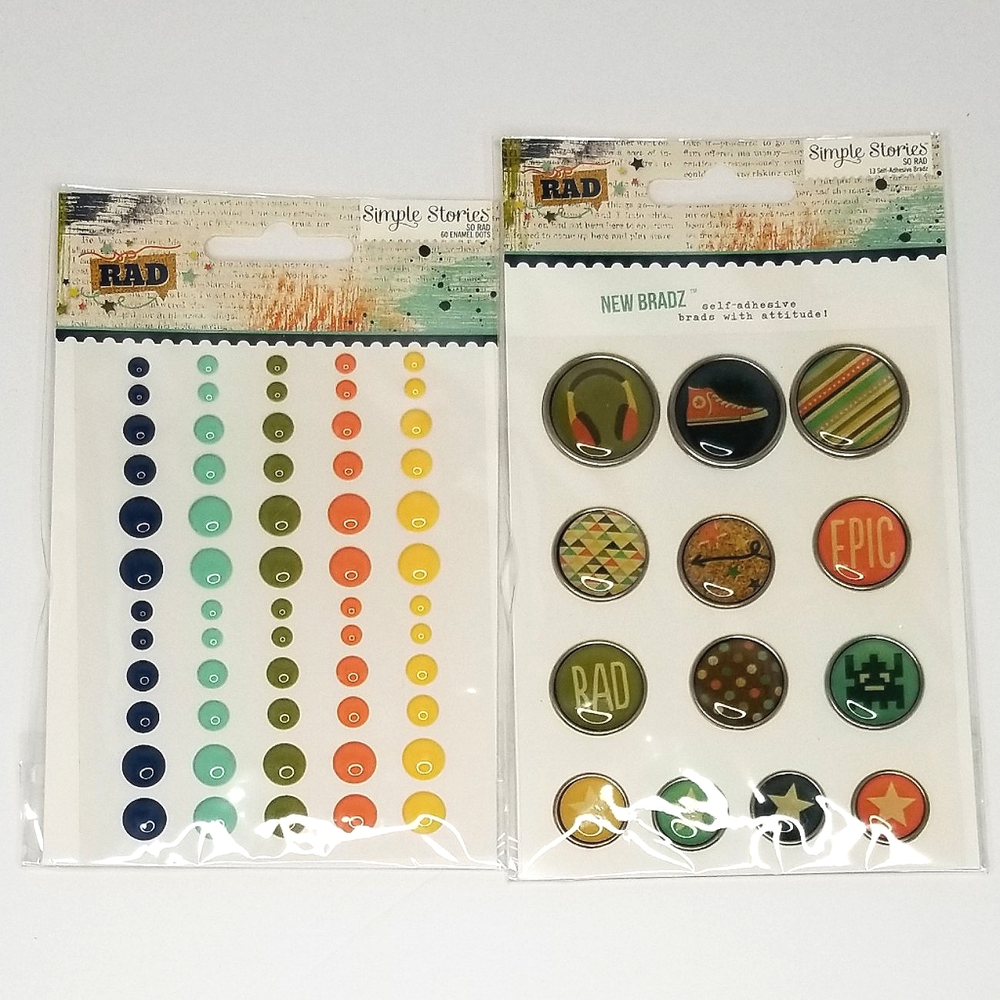 Simple Stories NEW! So Rad Brads & Enamel Dots Craft/Scrapbook Supplies